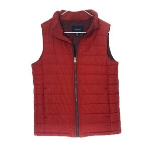 Lands' End Youth Puffer Vest zip up dark rust orange size medium